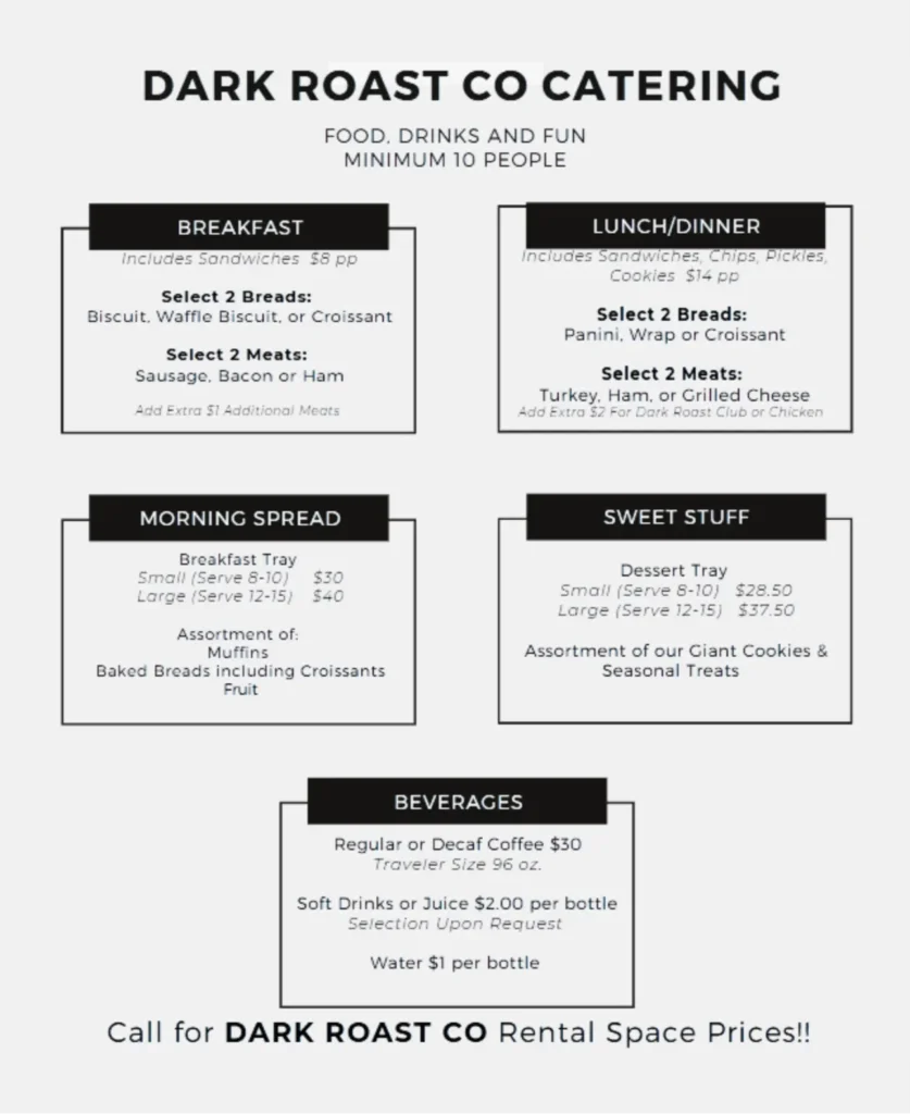 Catering Menu of Dark Roast Co