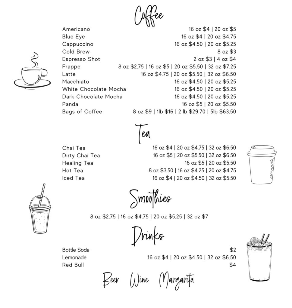 Dark Roast Co. Menu - Beverages
